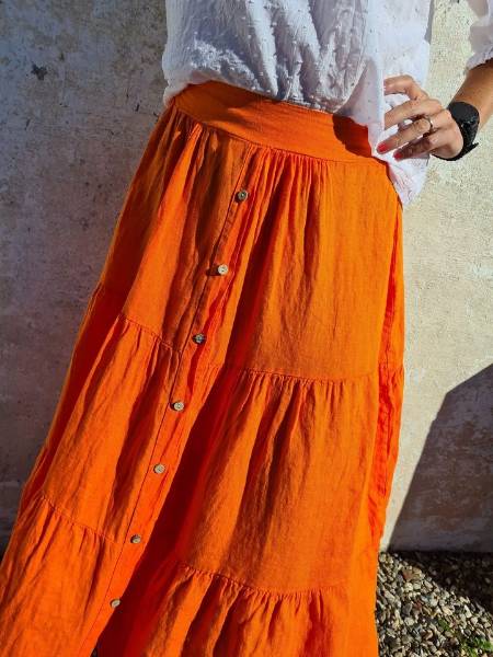 Billede af Marta Skirt Hør Orange7188