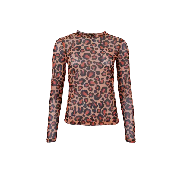 Billede af Black Colour Mesh Top Orange Leo