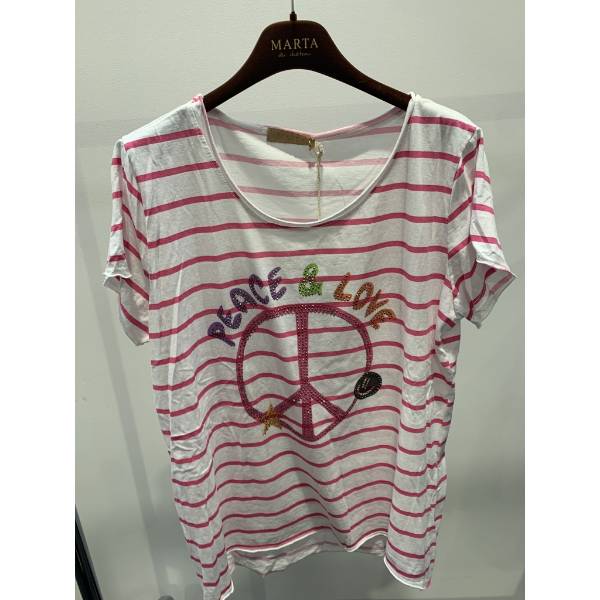 Billede af Marta T-shirt Peace & love pink