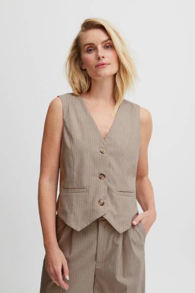 Billede af Pulz Lizet waistcoat Sand stripe 