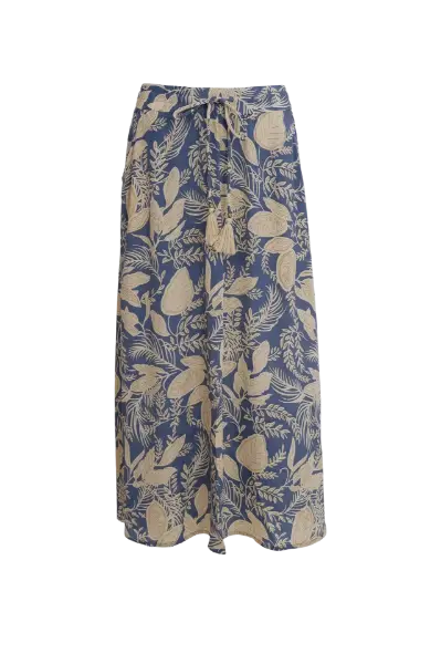 Billede af Black Colour Skirt Floral Blue