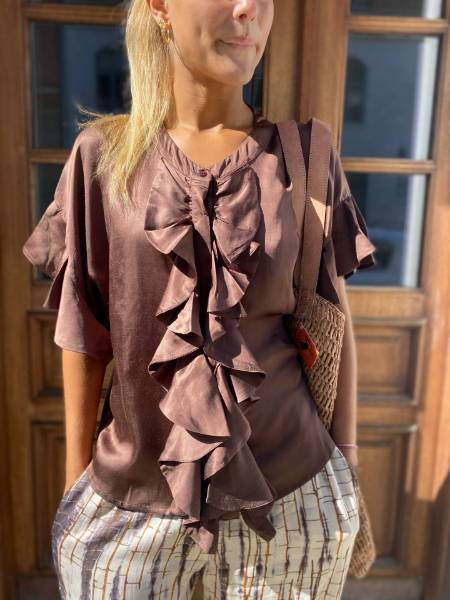 Billede af Asta N Evelina Frill Blouse Coffee 