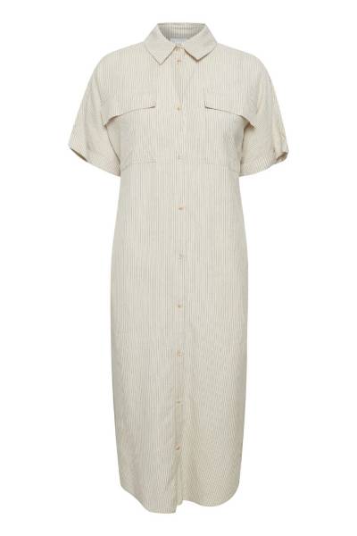 Billede af Fransa Lin Dress Sand Stripe
