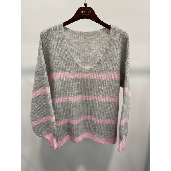 Billede af Marta Carene Knit Grey/rosa  Stripe