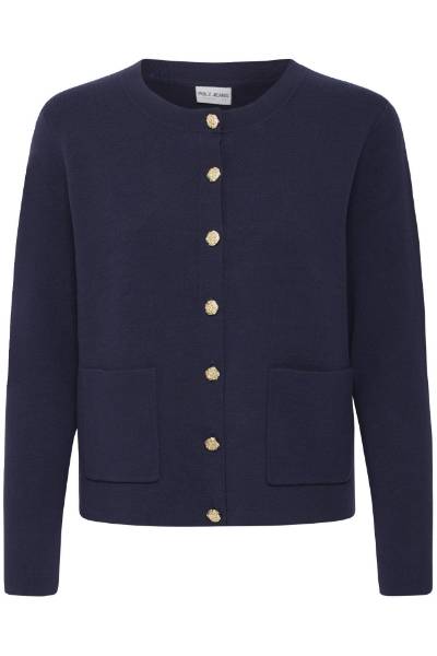 Billede af Pulz Sara  Cardigan Navy Guld knap