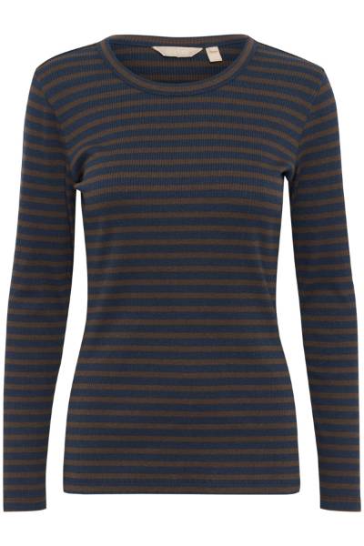 Billede af Culture Dolly Tee Strib Navy/ Brun