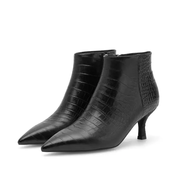 Billede af Woden Vera Croco Boot Black
