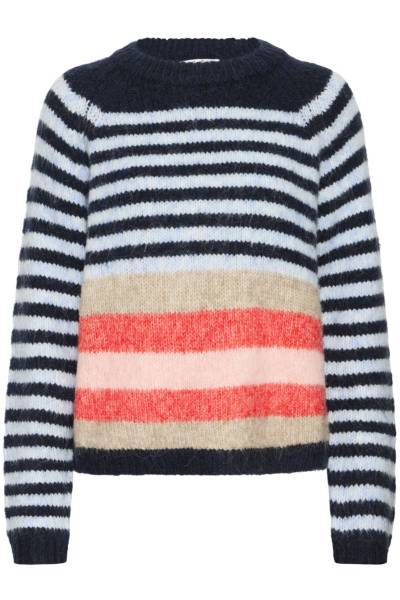 Billede af Pulz Zabena Striped Pullover Navy
